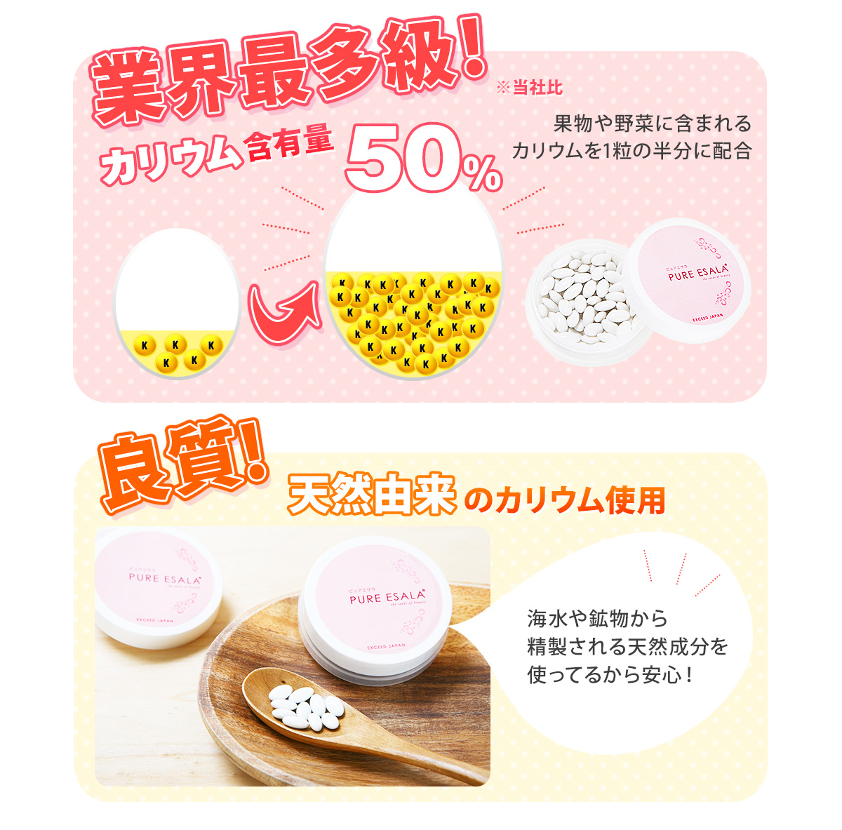 業界最多数！カリウム含有率50％